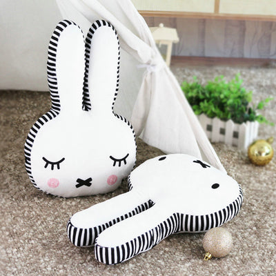 Black and White Rabbit Face Plush Soft Pillow