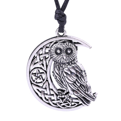 Crescent Moon & Owl Necklace - Pendant Size:29*37mm