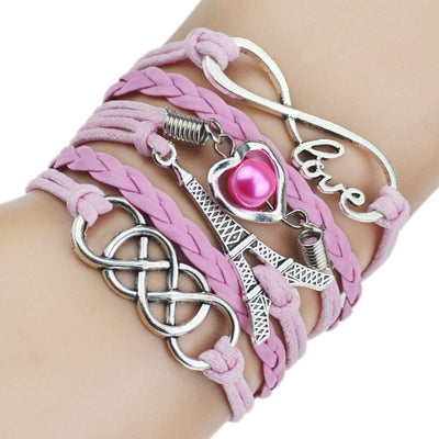 Leather Bracelet - Cute Owl & Giraffe