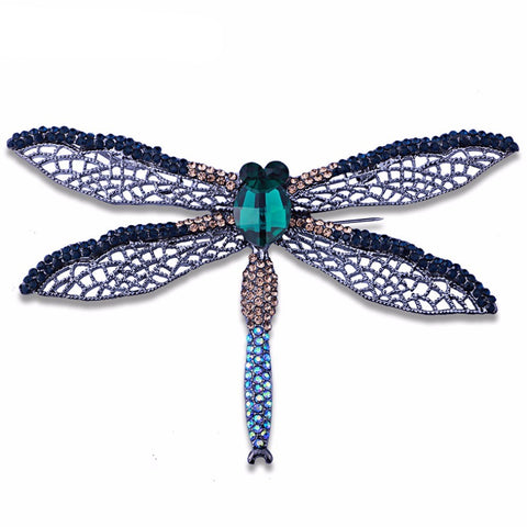 Vintage Crystal Dragonfly Brooch