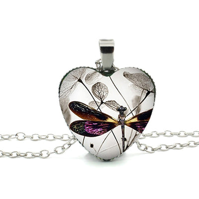 New Steampunk Dragonfly Heart Necklace