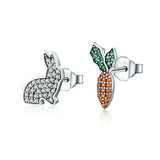 925 Sterling Silver Cute Rabbit & Carrot  Earrings