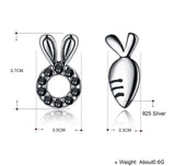 925 Sterling Silver Vintage Tiny Rabbit & Carrot Earrings