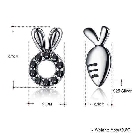925 Sterling Silver Vintage Tiny Rabbit & Carrot Earrings