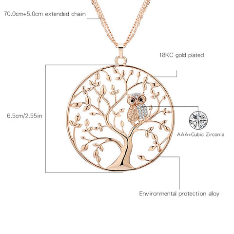 Long Necklace with little Owl | Pendant Size:6.5cm/2.55in