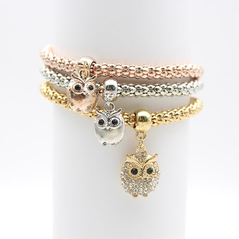 Crystal Owl Thick Chain Bracelet