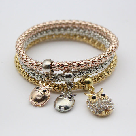 Crystal Owl Thick Chain Bracelet
