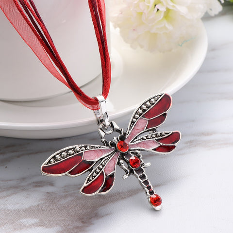 Colorful Enamel Dragonfly Pendant