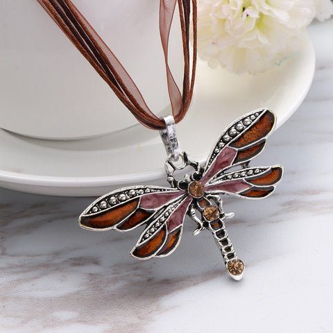 Colorful Enamel Dragonfly Pendant