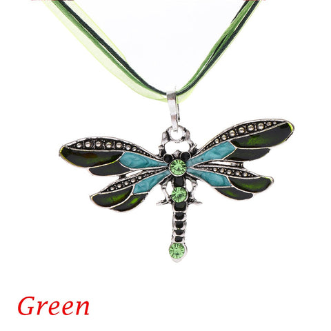 Colorful Enamel Dragonfly Pendant