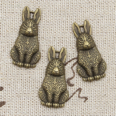 6 pieces | Antique Rabbit 24*10mm Pendant