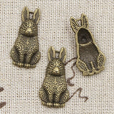 6 pieces | Antique Rabbit 24*10mm Pendant