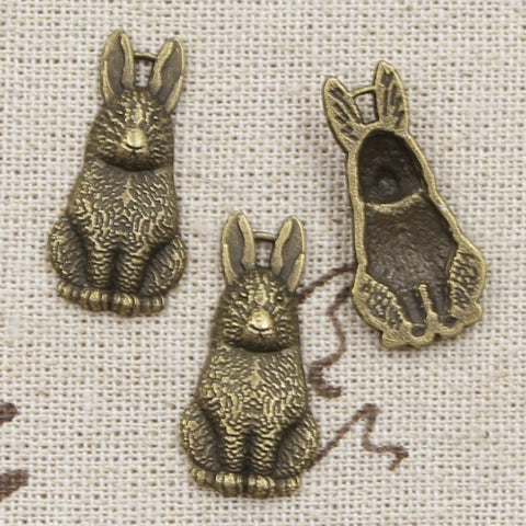 6 pieces | Antique Rabbit 24*10mm Pendant