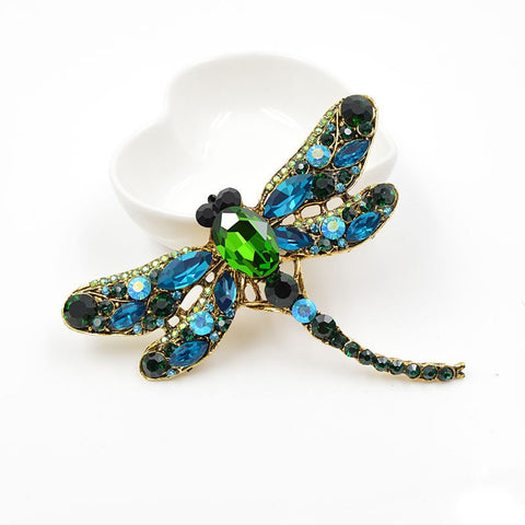 Crystal Vintage Dragonfly Brooch