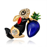 Cute Enamel Rabbit Carrot Brooch