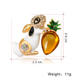 Cute Enamel Rabbit Carrot Brooch