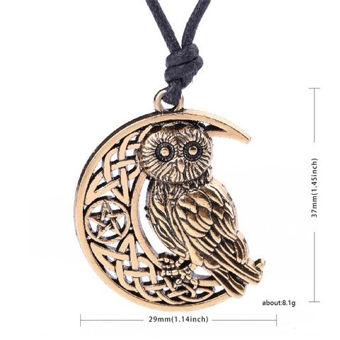 Crescent Moon & Owl Necklace - Pendant Size:29*37mm