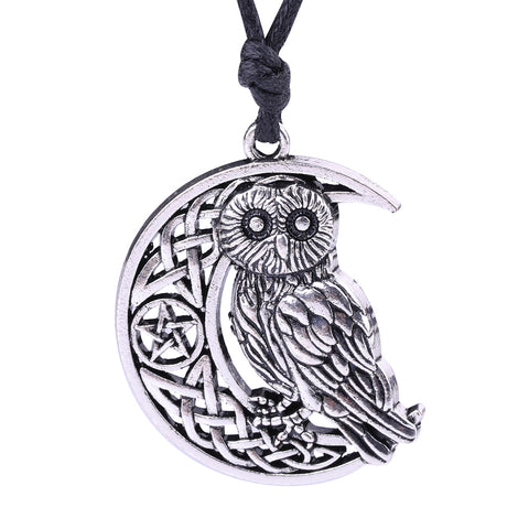 Crescent Moon & Owl Necklace - Pendant Size:29*37mm