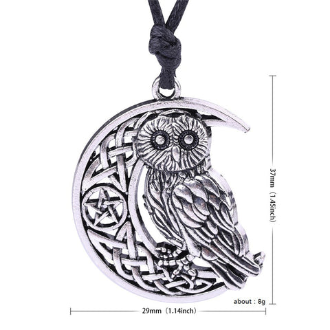 Crescent Moon & Owl Necklace - Pendant Size:29*37mm