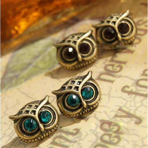 Retro Big Eyes Owl Earrings