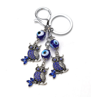 Turkey Blue Evil Eye Owl Keychain