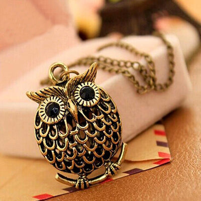 Cute Owl Small Pendant - Long Chain