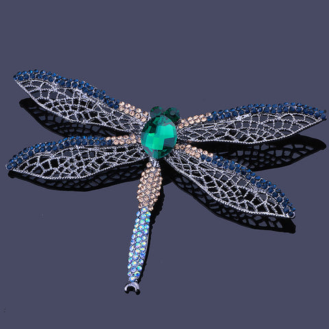 Vintage Crystal Dragonfly Brooch