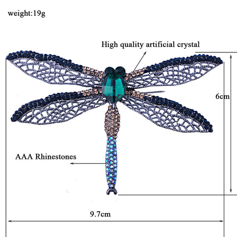Vintage Crystal Dragonfly Brooch