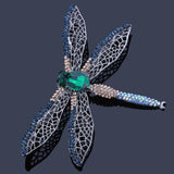 Vintage Crystal Dragonfly Brooch