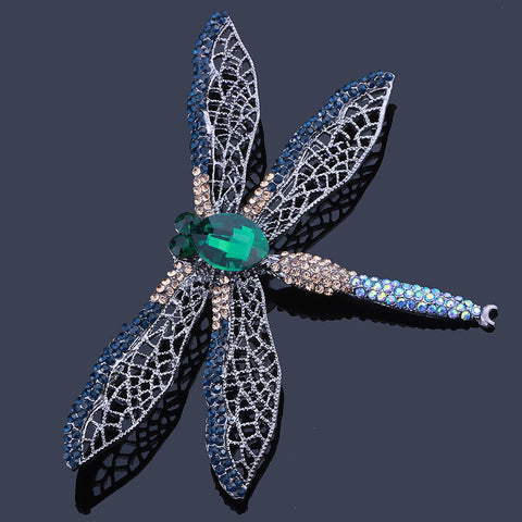 Vintage Crystal Dragonfly Brooch