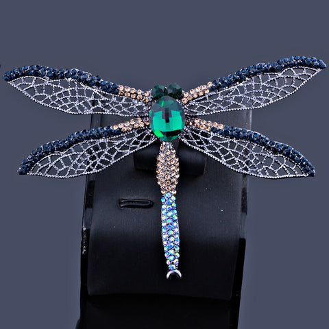 Vintage Crystal Dragonfly Brooch