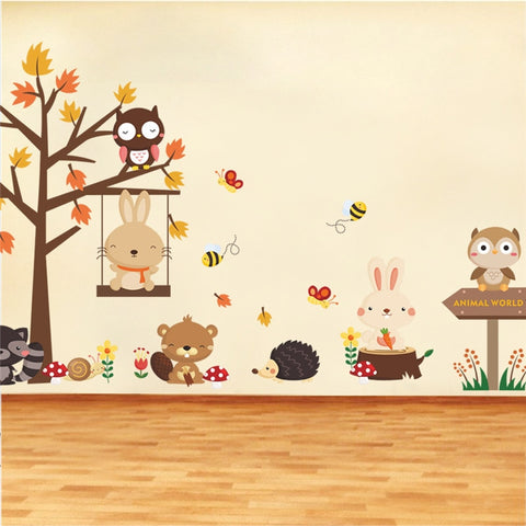 Forest Owl & Butterfly Wall Stickers - finished Size:140*80CM
