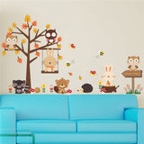 Forest Owl & Butterfly Wall Stickers - finished Size:140*80CM