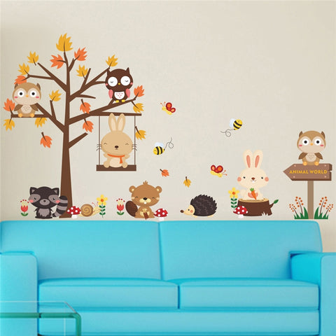 Forest Owl & Butterfly Wall Stickers - finished Size:140*80CM