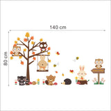 Forest Owl & Butterfly Wall Stickers - finished Size:140*80CM