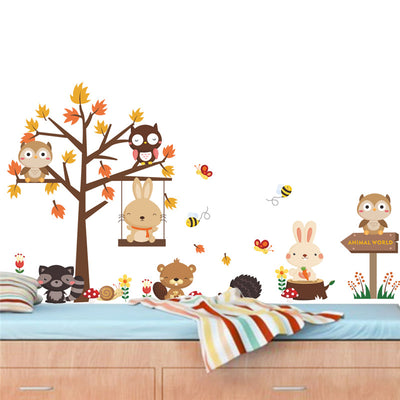 Forest Owl & Butterfly Wall Stickers - finished Size:140*80CM
