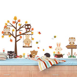 Forest Owl & Butterfly Wall Stickers - finished Size:140*80CM