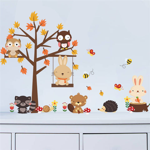 Forest Owl & Butterfly Wall Stickers - finished Size:140*80CM