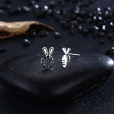 925 Sterling Silver Vintage Tiny Rabbit & Carrot Earrings