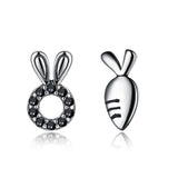 925 Sterling Silver Vintage Tiny Rabbit & Carrot Earrings