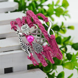 Leather Bracelet - Cute Owl & Giraffe