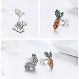 925 Sterling Silver Cute Rabbit & Carrot  Earrings