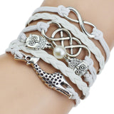 Leather Bracelet - Cute Owl & Giraffe