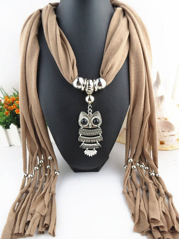 Owl Scarf with Necklace | Scarf Length 180cm | Owl length 8cm