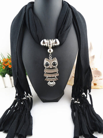 Owl Scarf with Necklace | Scarf Length 180cm | Owl length 8cm