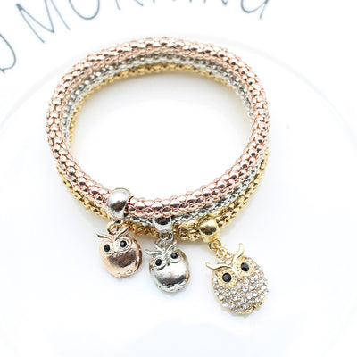 Crystal Owl Thick Chain Bracelet
