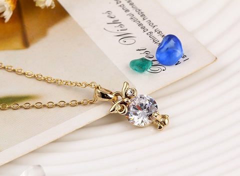 Zircon Lovely Owl Pendant - Pendant Size:1.7* 0.5 cm