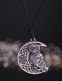 Crescent Moon & Owl Necklace - Pendant Size:29*37mm