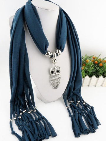 Owl Scarf with Necklace | Scarf Length 180cm | Owl length 8cm