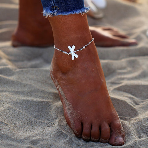 Bohemian Ankle Bracelet with Dragonfly